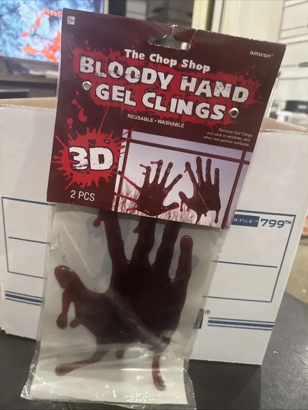 Bloody Hand Gel Clings 3D Halloween Window Decorations Reusable 2pc New